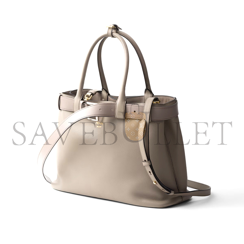 PRADA BUCKLE LARGE LEATHER HANDBAG WITH BELT 1BA416 (37.5*27.5*14cm)